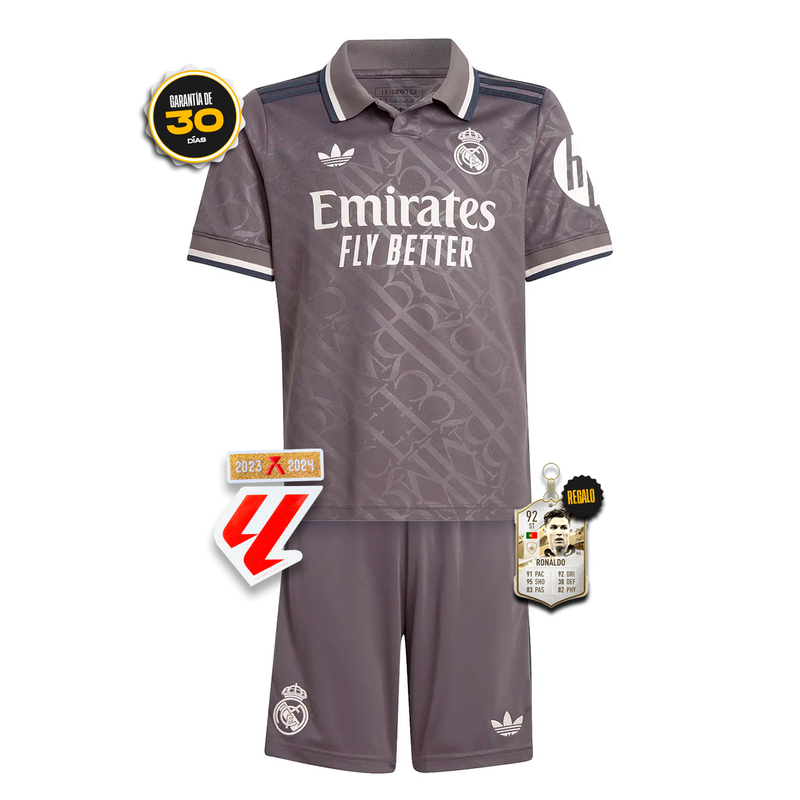 Conjunto Niños Real Madrid Tercera Equipación 2024/25 + 5 REGALOS 🎁