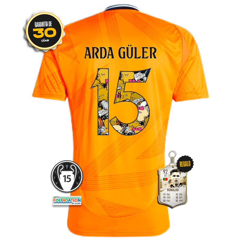 #15 ARDA GULER Camiseta Real Madrid Segunda Equipación Naranja USA TOUR + 5 REGALOS 🎁