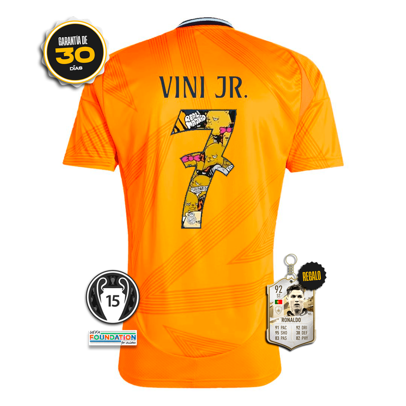 #7 VINI JR Camiseta Real Madrid Segunda Equipación Naranja USA TOUR + 5 REGALOS 🎁