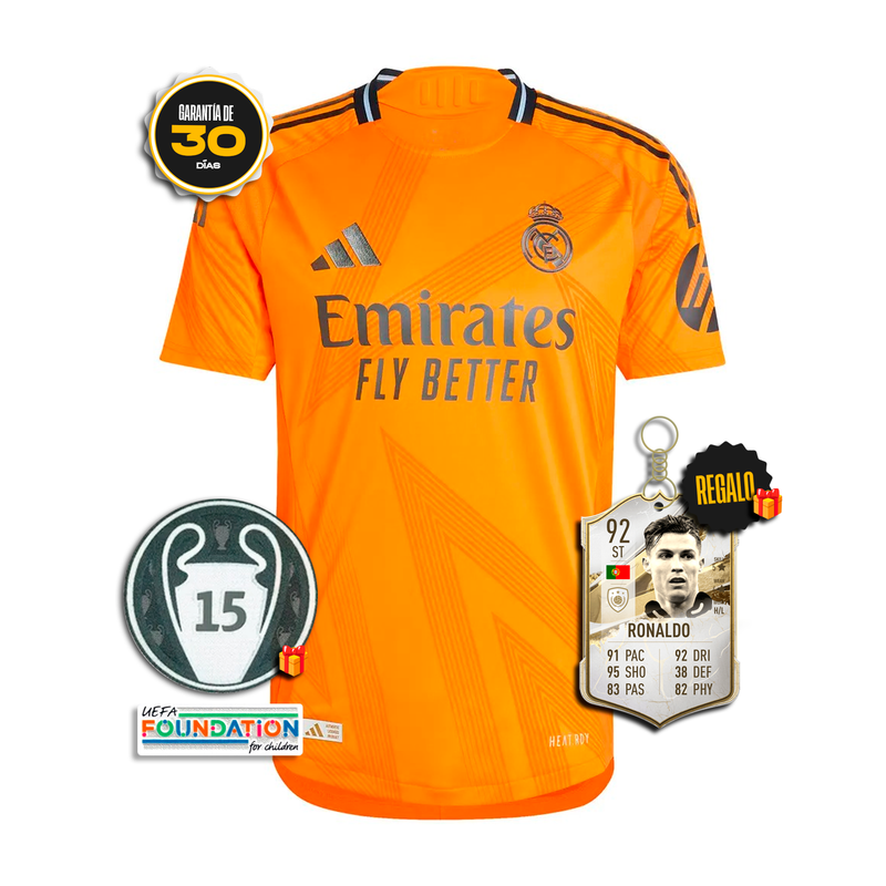 Camiseta Authentic Real Madrid Segunda Equipación Naranja