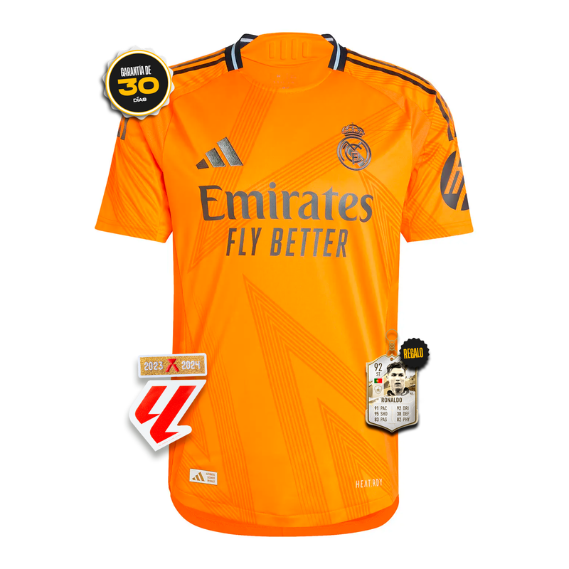 Camiseta Authentic Real Madrid Segunda Equipación Naranja 24/25 + 5 REGALOS 🎁