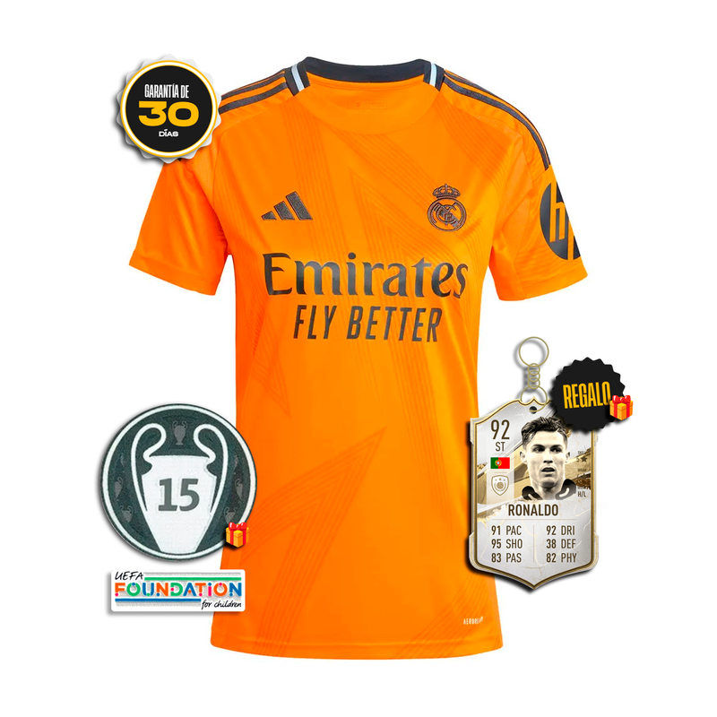 Camiseta Real Madrid Femenina Segunda Equipación Naranja 24/25 + 5 REGALOS 🎁