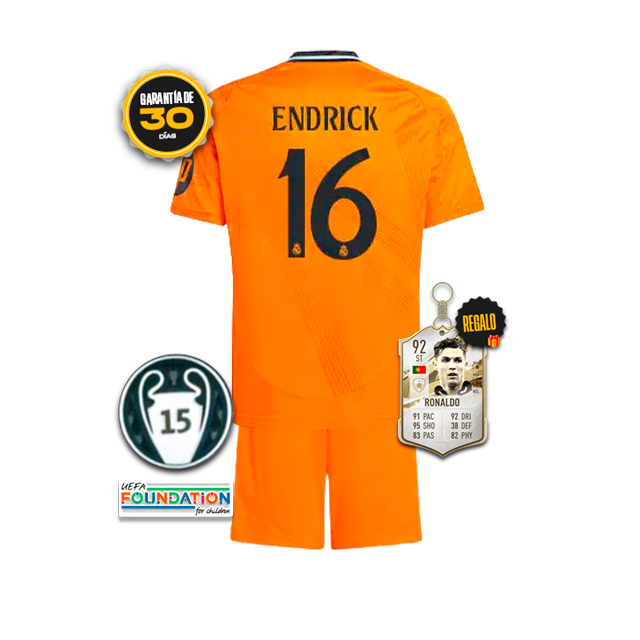 Conjunto Niños Real Madrid Segunda Equipación Naranja